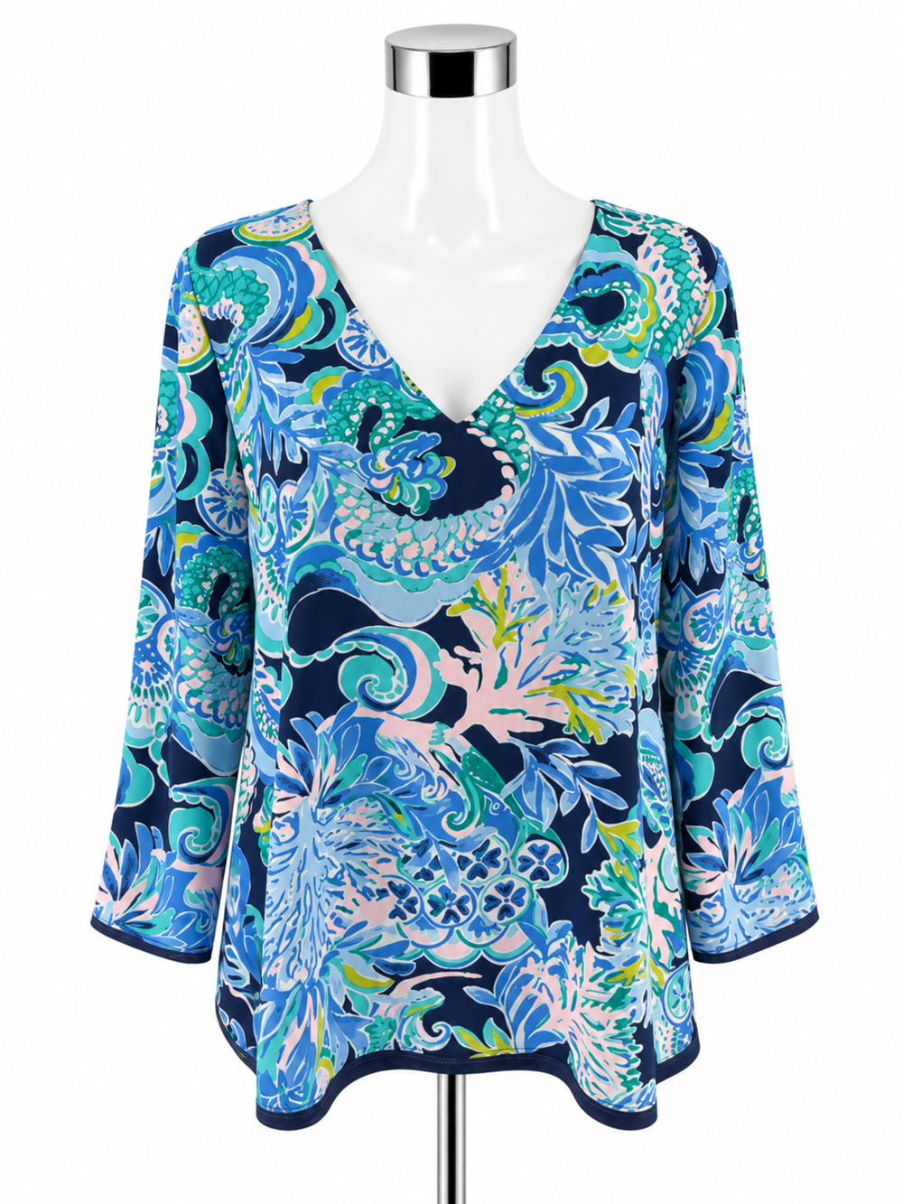 Lilly Pulitzer Tamiami Reversible Top Sink Or Swim Floral Blouse Size Large